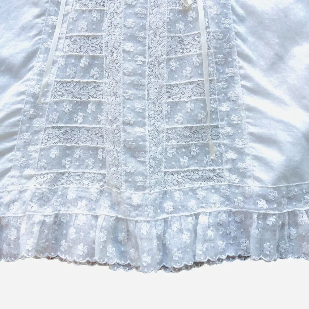 VTG Baby Christening 2 Piece -Gown And Slip Handmade Cotton Lace Baptismal Gown